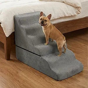 30 Inches Dog Stairs&Steps for Small Dogs Up to 30-36 Inch Tall Beds, Pet Stairs Steps Ramp Ladder for Doggie, Old Cats, Kitty, Chihuahua Grey, No Assembled Required
