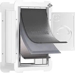 MIAOTONG 3-Flap Dog Door for Wall, Energy-Efficient Insulated Pet Doors for Wall, Aluminum Lock Doggy Door, Steel Frame and Telescoping Tunnel Dog Doors(Pets Up to 100 Lb) -Large