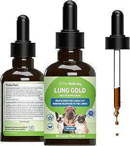 Pet Wellbeing Lung Gold for Dogs - Respiratory Support for Canine Lungs, Healthy Immune Defenses, Lower Respiratory Tract - NASC Certified & Vet-Formulated - 2 oz Liquid
