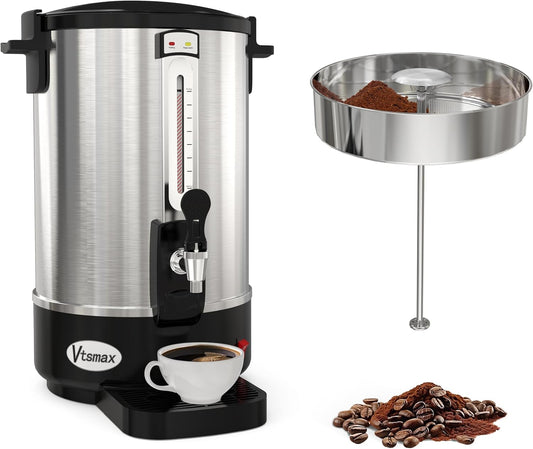 Commercial Coffee Urn 70 Cup Electric Coffee Dispenser Stainless Steel Hot Beverage Dispenser for Party Restaurants Offices and Homes