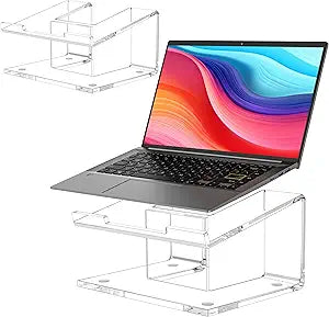 2 Pack Laptop Stand for Desk, Acrylic Computer Riser for 10-15.6 Inch Laptops, Ergonomic Laptop Holder, Computer Stand Compatible with Macbooks and Notebooks- Clear
