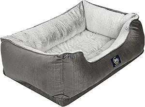 Serta Orthopedic Cuddler Dog Bed for Pets â€“ Slate Gray (Large)