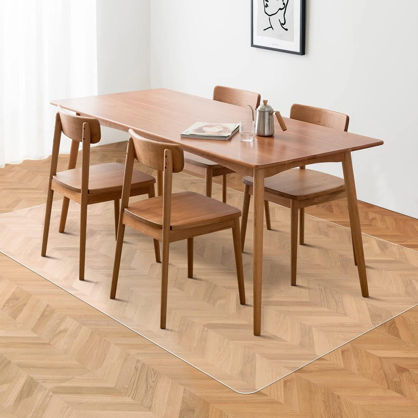 FURKIT Floor Mats for Home, 5'×7' Clear Area Rug for Dining Room, Durable Non-Slip Hard Floor Living Room Rug, PVC Waterproof Rolling Chair Protector for Kitchen, Bedroom, High Traffic Areas