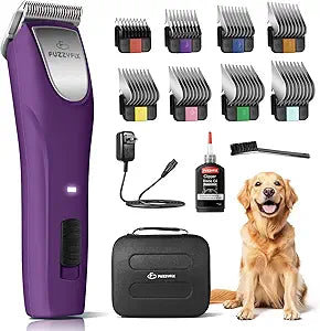 Professional Dog Clippers for Grooming - 2 Speed Pet Grooming Kit for Thick Curly Matted Coats - Low Noise Heavy Duty Cordless Hair Trimmer with Detachable Metal Blade