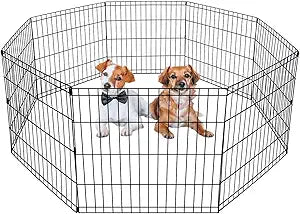 BestPet | Foldable Dog Playpen | 24 Inch, 8 Panels | Metal Pet Exercise Pen | Indoor Outdoor Portable Dog Fence with Door | Removable, Rust-Resistant Secure Pet Kennel | Easy to Assemble