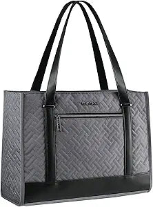 EMPSIGN Laptop Tote Bag for Women 16 Inch, Stylish Computer Shoulder Tote Bag for Work, Large Capacity Quilted Laptop Briefcase, Waterproof Women Business Office Bag, Quilted Grey