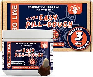 Ultra Easy Pill-Dough Treat Paste Wrap with Probiotics - Forms a Custom Pocket to Hide Pet Medications - Pro Line (3 Pack, Cheese)