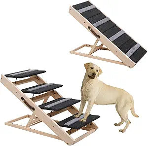 Upgrade 2-in-1 Pet Ramp Dog Stair,Folding Pet Stairs,Portable Dog Ramp for Small&Large Old Animals with Non-Slip Surface,Dog Ramp for Bed,Couch and Car,11.8" to 23.6" Height Adjustable(40Ã—17.7)
