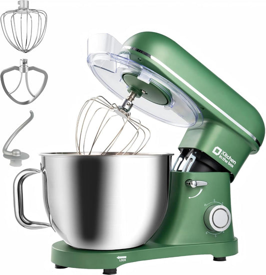 Kitchen in the box Stand Mixer - 8.5 Quart Electric Kitchen Standing Mixer 900 Watt for Heavy Bread Dough,Baking,Cake,Cream & Batters,Tilt Head Design (Green)