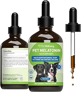 Pet Wellbeing Pet Melatonin for Dogs - Vet-Formulated Holistic Sleep Support - Healthy Sleep Patterns, Circadian Rhythm Balance - Liquid Melatonin Supplement - Made for Dogs 4 oz (59ml)