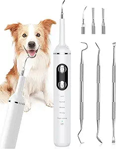 Plaque Remover for Teeth, Pet Tooth Brushing Kit, Dental Tools to Remove Plaque and Tartar, Safe for Dog and Cat, with LED Light, White