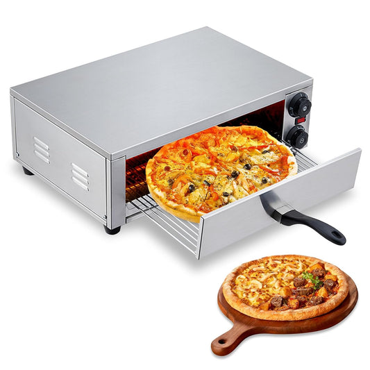 Electric Pizza Oven Indoor, 16 in Commercial Countertop Pizzas Maker Stainless Steel with Grilling Rack & Crumb Tray, 1300W for Home Kitchen & Restaurant Use