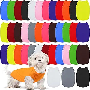 Silkfly 39 Pieces Summer Breathable Dog Shirts Pet Blank Clothes Plain Puppy Shirt Blank Costume for Pet(Small)