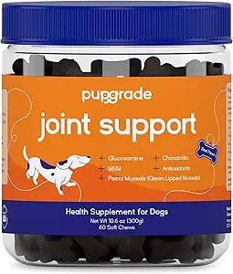 PupGrade Joint Support Supplement for Dogs - Natural Glucosamine Chondroitin with MSM - Hip & Joint Pain Relief - Recommended for Hip Dysplasia, Arthritis & Joint Disease - USA Tested - 60 Chews