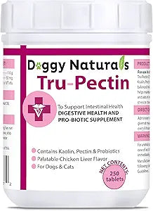 Tru-Pectin Anti-Diarrheal for Dogs & Cats, 250 Tabletsâ€“ Chicken Liver Flavor â€“Helps Reduce Occasional Loose Stool & Diarrhea, Balance Gut pH, Support Normal Digestion & Gut Flora -Made in USA