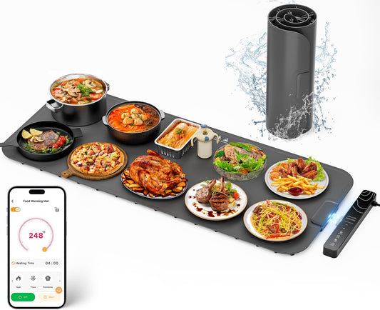 𝗡𝗲𝘄𝗲𝘀𝘁 Warming Mat for Food XXL 37\u201Dx15\u201D Food Warming Mat 10s Fast Heating Pad with APP Control Electric Warming Tray for Parties Buffet 99h Timer Portable Countertop Food Warmer Christmas Gift