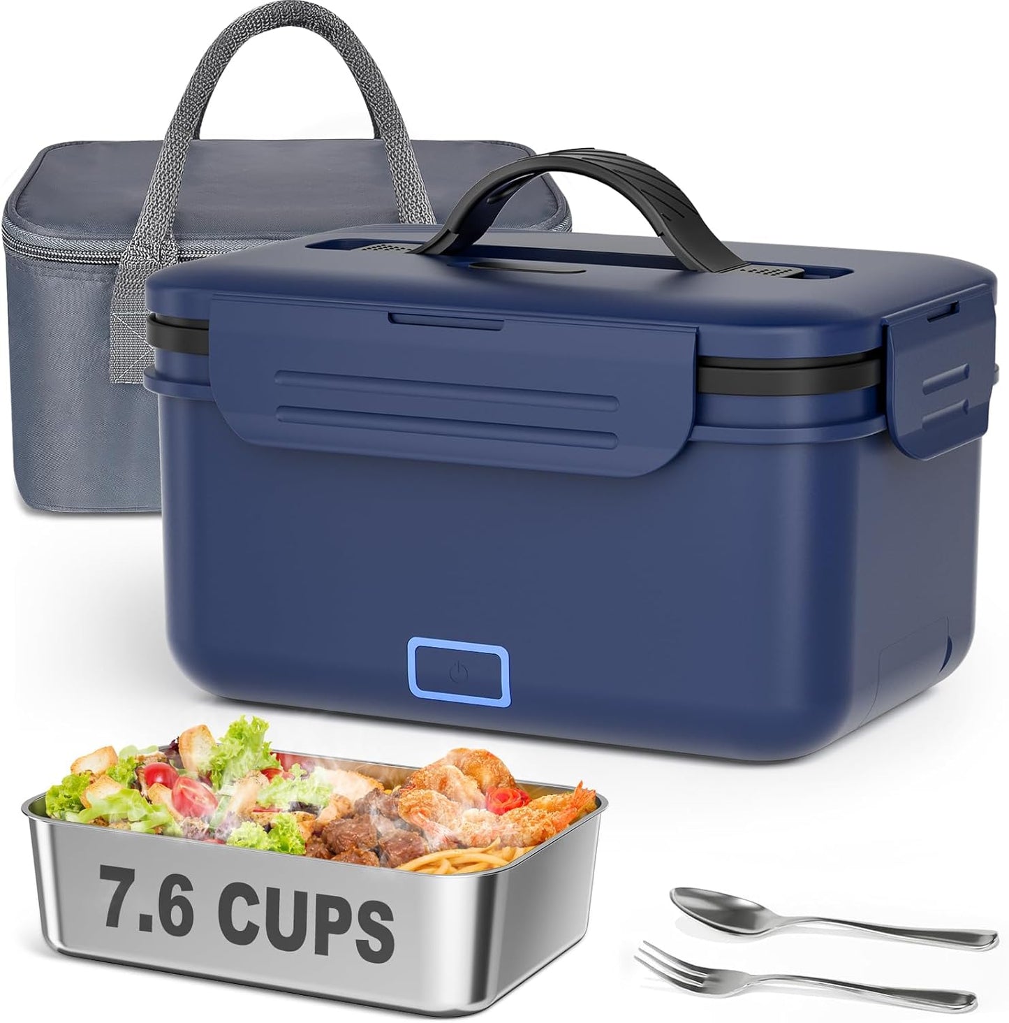 Vingud Cordless Electric Lunch Box for Adults, 1.8L Rechargeable Heated Lunch Box Food Warmer, Portable Self Heating Lunchbox for Mens\/Office\/Car\/Travel, Lonchera El ctrica Port til Battery Powered