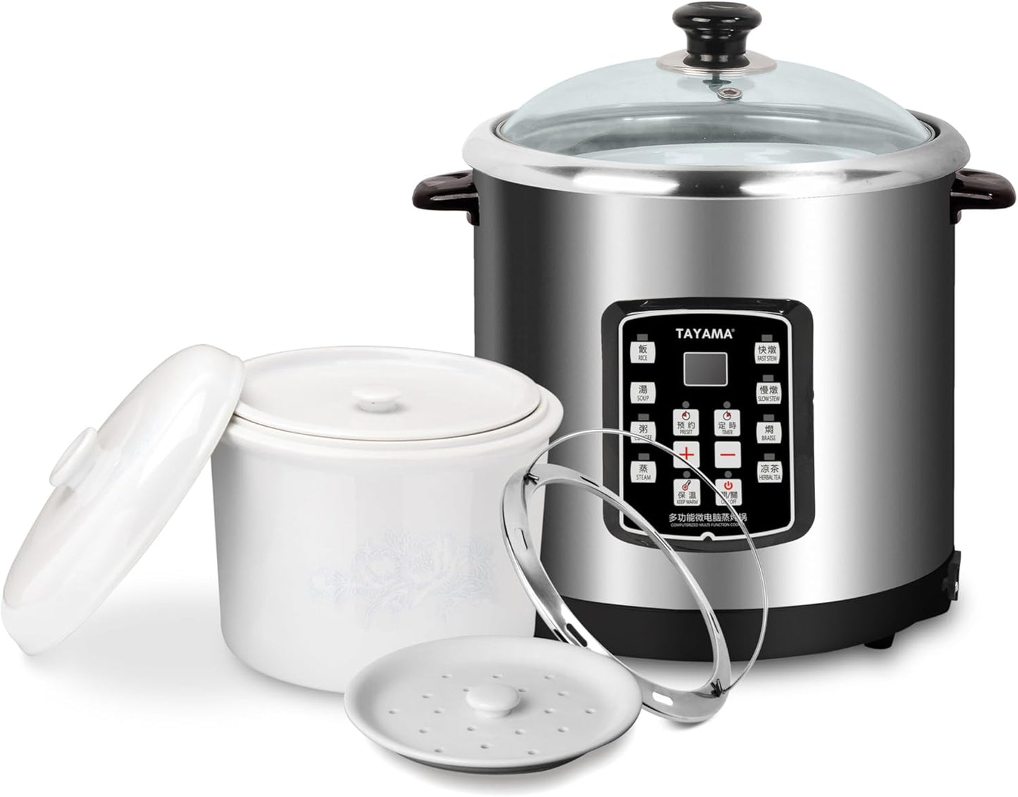 TAYAMA 8-in-1 Multi-Functional Stainless Steel Electric Stew Cooker 10 Liter