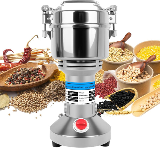 Grain Mill, 550g Flour Mill Grinder for Home, Electric Stainless Steel Grain Grinder for Wheat, Herbs, Nuts, Grains, Corn, Flour, Seasonings