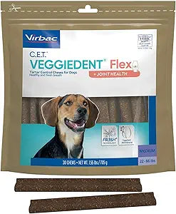 Virbac C.E.T.Â® VEGGIEDENTÂ® Flex Tartar Control Chews for Dogs - Multifunctional to Support Joint Health, VOHC Approved - Medium 22-66lbs