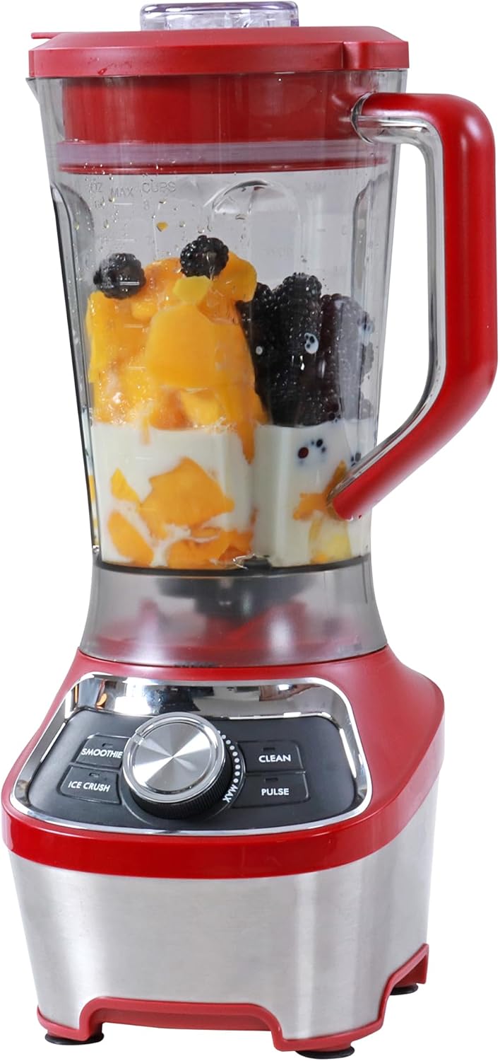 Kenmore Countertop Blender \u2013 Electric Mixer for Smoothies, Ice Crush & Pulse Function, Heavy Duty Tritan plastic Pitcher licuadora With 6 Speed, Kitchen Appliance, Dishwasher-Safe Jar, Red