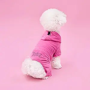 Juicy Couture Hooded Pet Juicy Bling Velour Tracksuit Chest 16 inches for Small Dogs and Cats - Hot Pink - XS/S