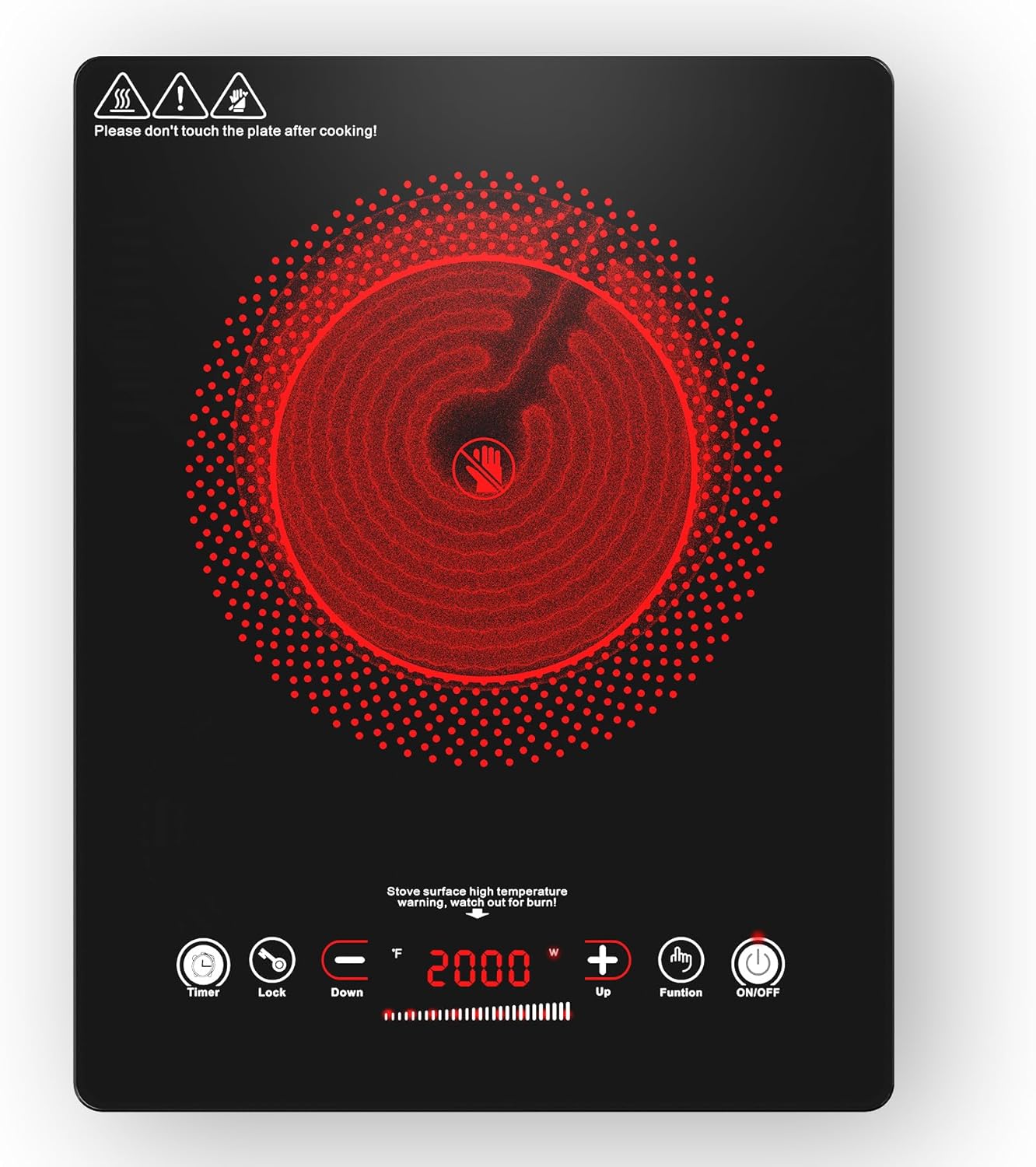 VBGK Single Burner Electric Cooktop,110V 1800W Electric Stove Top with LED Touch Control,Single electric burner 9 Power Levels, 4 hTimer, Safety Lock,Overheat protection