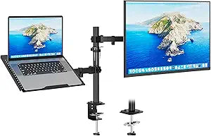 Redbat Monitor and Laptop Mount Stand, Fully Adjustable Monitor Arm with Vented Tray for 13" to 32" LCD Screens and Notebook up to 16", Holds up to 22lbs, VESA Compatible, Dual Mounting Options