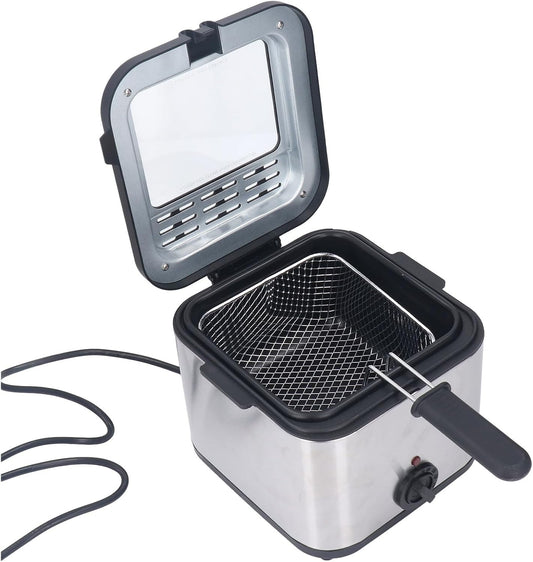 Electric Deep Fryer, Stainless Steel French Fries Fryer 2.5L, 1000W with Temperature Adjustable for Chicken Onion Restaurant Use (US Plug 110V)