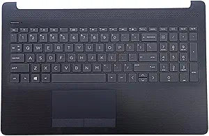 Replacement for HP 15-DA 15-DB 15-DR 15-DA0053WM 15-DA0012DX 15-DA0073WM Trackpad AHS Laptop Upper Top Cover Case Palmrest Not-Backlit Keyboard Touchpad Assembly Part L20387-001 AP29M000400