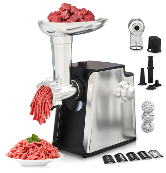 Electric Meat Grinder 2800W Sausage Stuffer Maker 4-In-1 Vegetable Shredder With 3 Slice, Shred Blades,5 Blades,Sausage Stuffer,Kubbe Kit For Home Kitchen Use