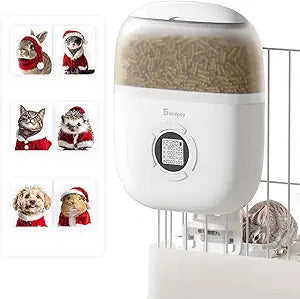 Hanging Rabbit Feeder, Programmable Automatic Pet Feeder with Dry Food Dispenser, Desiccant Bag and Portion Control for Rabbits Cats and Small Animals