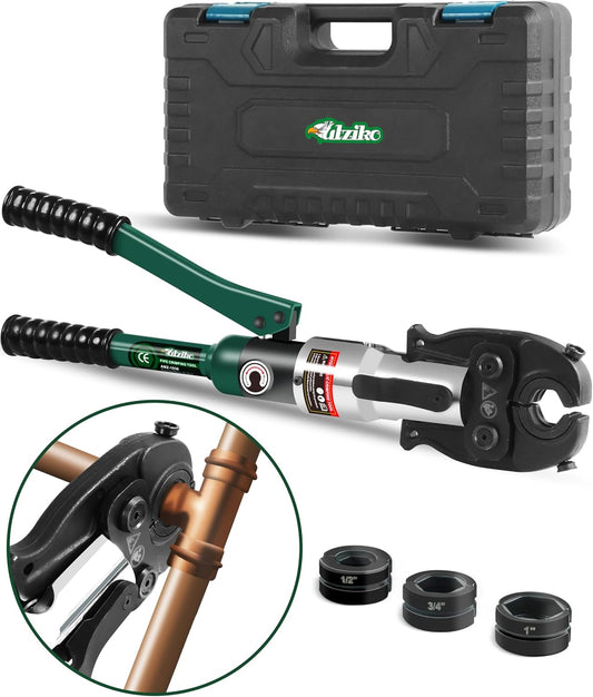 UTZIKO Copper Tube Fitting Crimping Tool - ProPress Pipe Press with 1\/2", "3\/4" and 1" Jaw