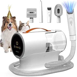AIRROBO Dog Grooming Vacuum Kit,12000Pa Strong Pet Vacuum for Shedding,Grooming Hai,Quiet,PG100,2L Large Capacity