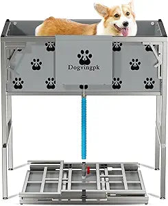 Foldable Elevated Dog Bathtub with Drain 300 lb Capacity Portable Pet Shower Wash Station for Bathing Grooming Small Medium and Large Dogs, and Indoor Outdoor Use (2 PVC-TUB-L)