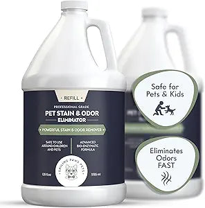 Smiling Paws Pets Cat Urine Odor Remover, Professional Dog Urine Cleaner Solution, Pet Odor & Scent Eliminator - Remove Dog & Cat Urine, Feces & Vomit Stains from Floor & Carpet (1 Gal)