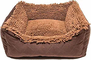 Dirty Dog Lounger Bed, Brown, 37" x 31" XL, Super Comfy Anxiety Calm Pet Beds, Machine Washable Microfiber Soft and Comfy