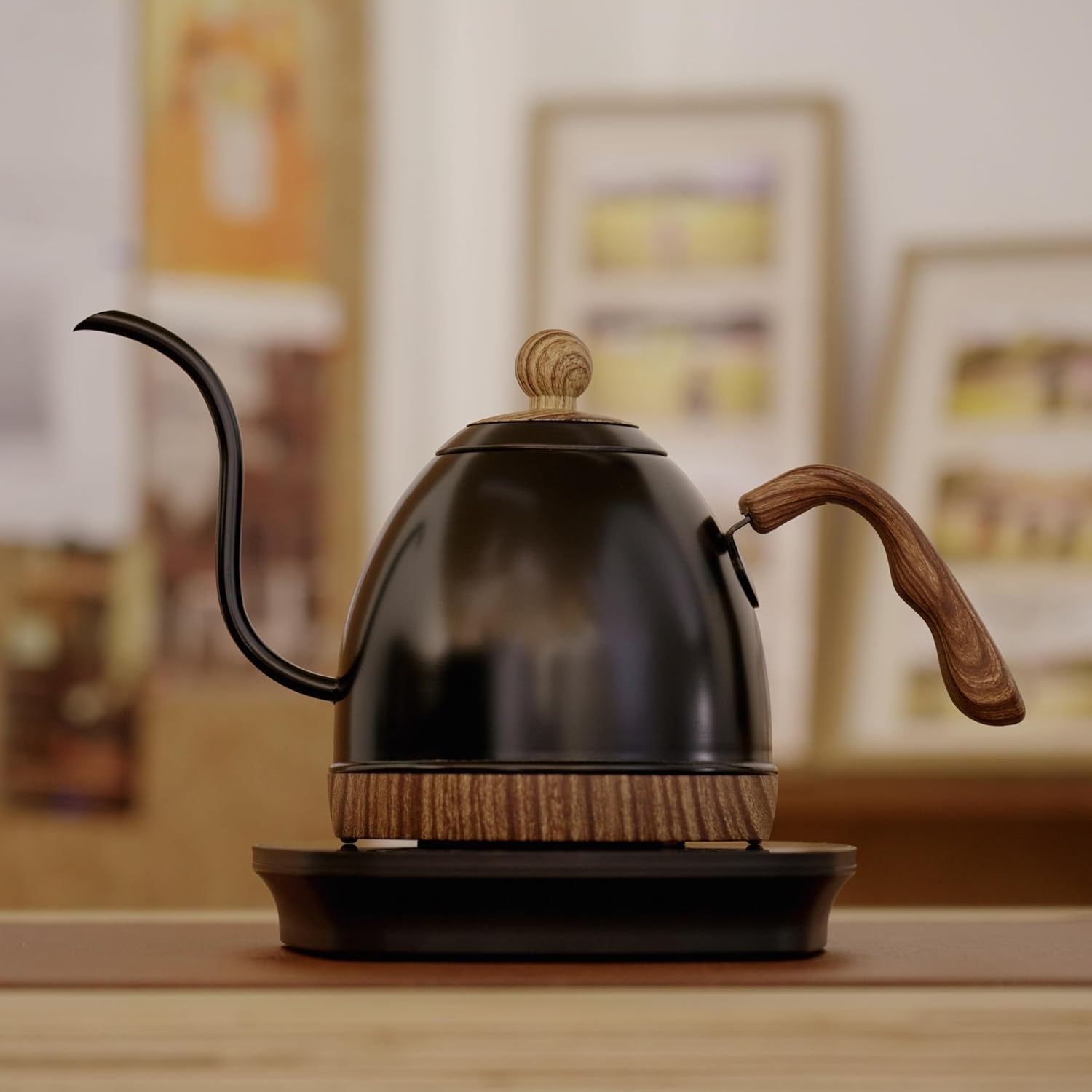 Electric Stainless Steel Gooseneck Kettle Temperature Control Variable For Coffee Tea Pour Over 1000 Watt Quick Heating,0.8QT,BPA free, dry-boil Protection, Touch Screen control 110VAC1000W US PLUG