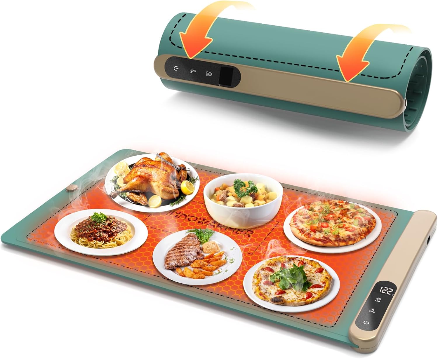 Electric Warming Mat for Food: Warming Trays for buffets Party,Adjustable Temperature & Time Versatile Food Warmer,Heating Trays to Keep Food Warm at Party (Blue)