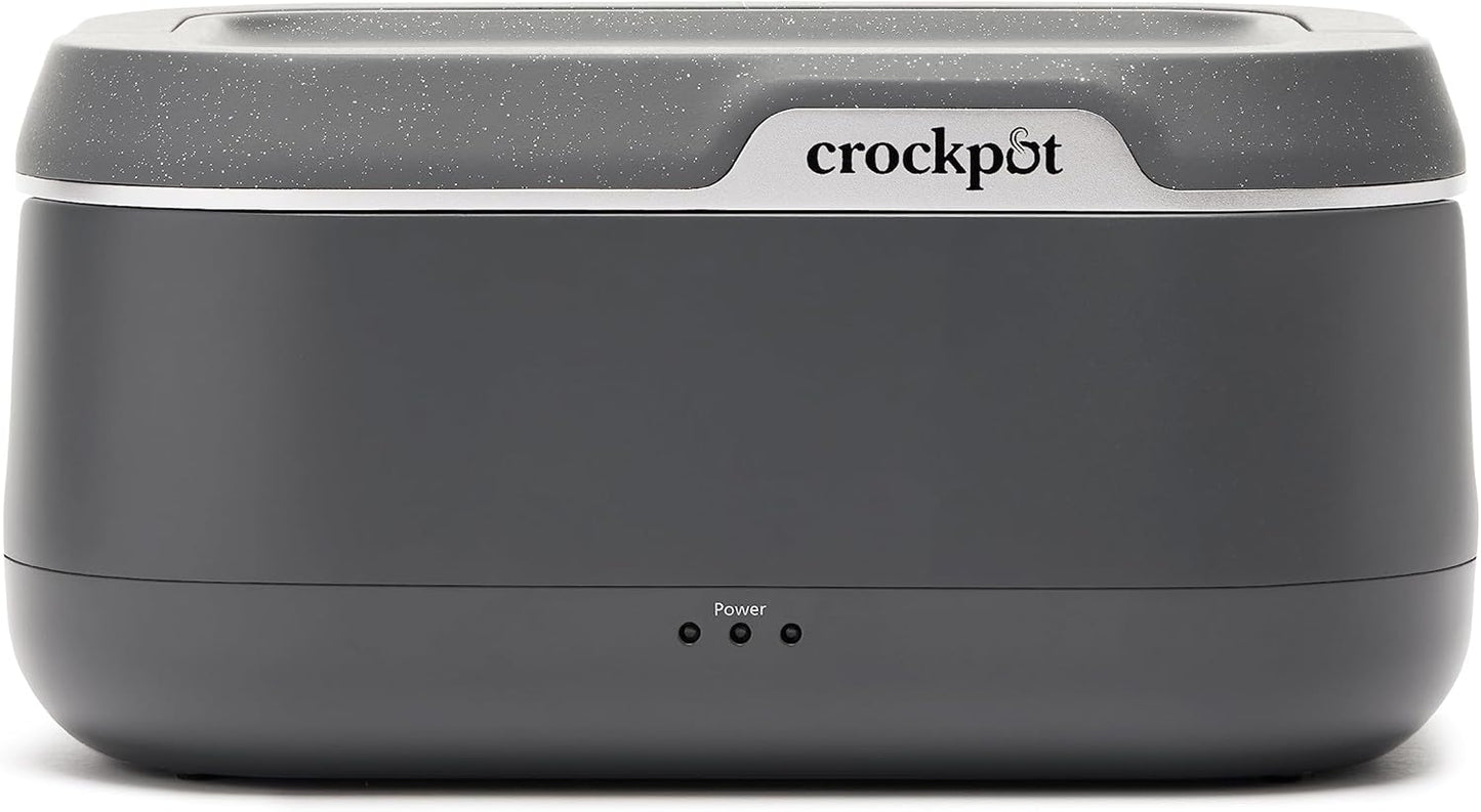 Crock-Pot 28-Ounce Mini Electric Heated Lunch Box, Portable Food Warmer, Perfect for Travel, Car, On-the-Go, Keeps Food Warm, Spill-Free, Dishwasher-Safe, Ideal Gift for Men and Women, Gray
