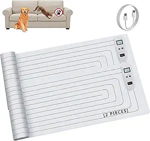 Seerway Pet Shock Mat for Dogs and Cats, 2-Piece 60"x 12" Rechargeable Electric Training Mats to Keep Pets Off Couch, Bed, Kitchen Countertop