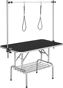 Yaheetech 45-inch Large Heavy Duty Pet Dog Grooming Table W/Adjustable Overhead Arm, Clamps, Two Grooming Noose, Tray
