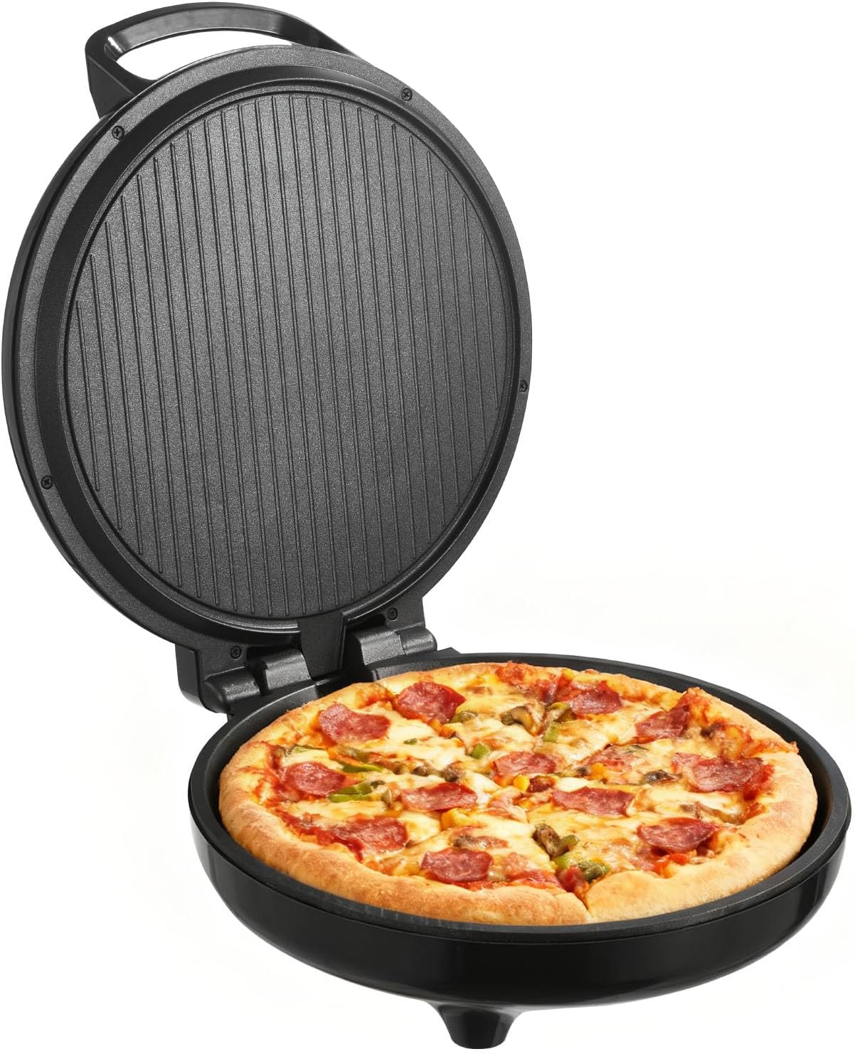 VEVOR Pizza Oven, 12 in Electric Pizza Maker, 1200W Electric Pizzas Cooker with Non-Stick Coating, 180° Open for Dual Side Baking, Heats up to 410 ˚F, Multi-Function Cooking, for Pizzas, Barbecue