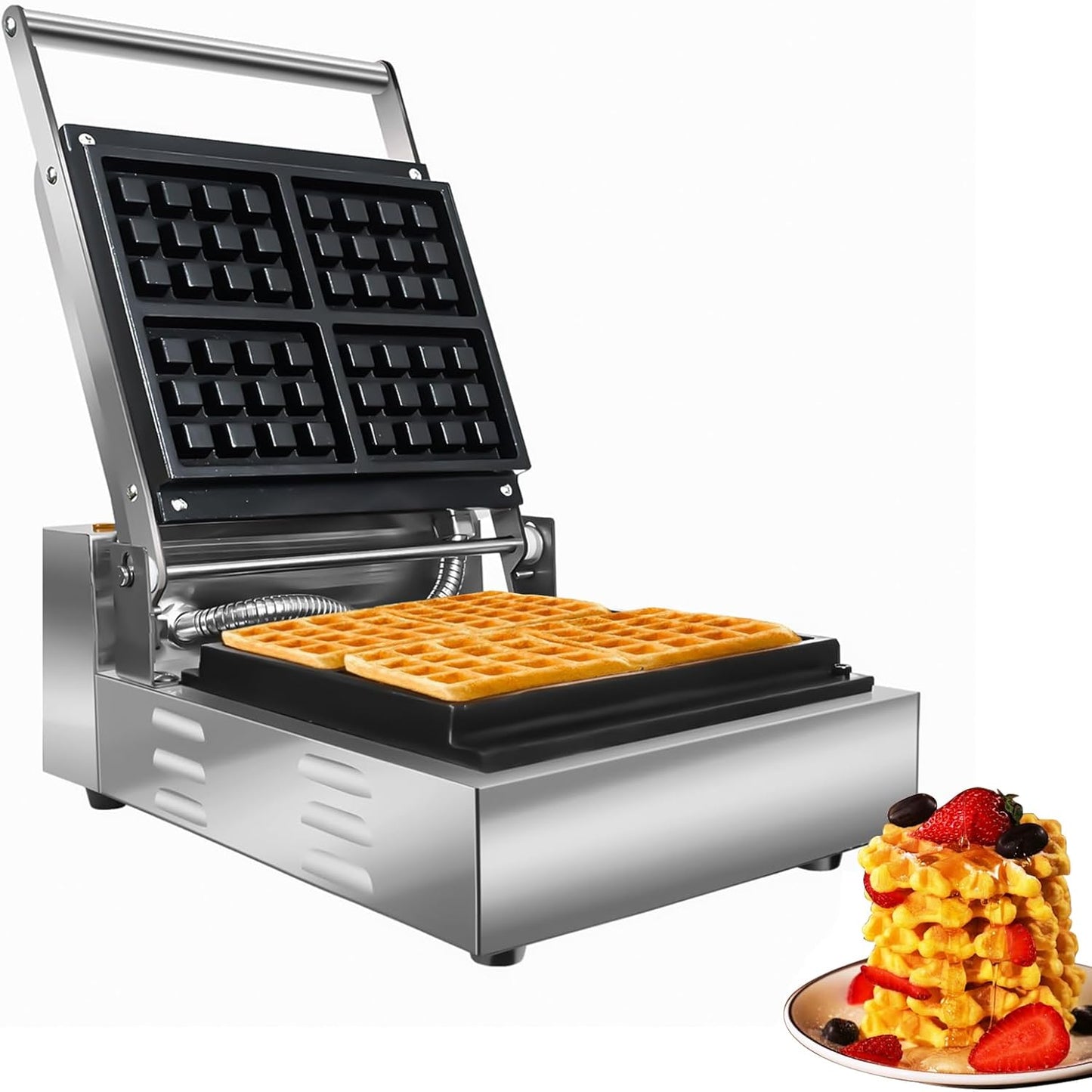 Li Zhen Commercial Waffle Maker,Electric Nonstick Round Waffle Machine,Mini Waffle Maker for Classic Waffles Square Pancake Maker Waffle Iron 4 Slices for Children's