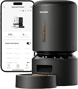 PETLIBRO Automatic Cat Feeder, 5G WiFi Automatic Dog Food Dispenser with Freshness Preservation, 5L Timed Pet Feeder with Low Food Sensor, Up to 10 Meals Per Day, Granary Black