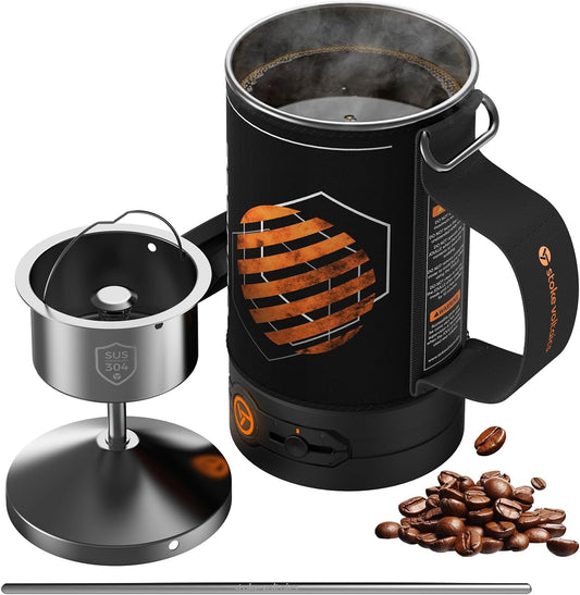 STOKE VOLTAICS Percolator Coffee Pot Electric,Boil Water & Brew Tea 2-in-1,3 Cup Coffee Maker,Portable Tea Kit for Camping,Travel