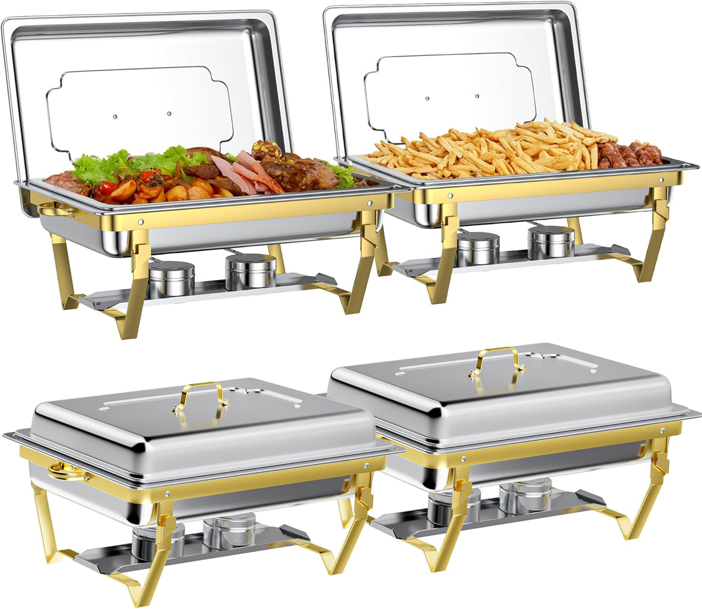 GGIU Chafing Dishes for Buffet Set: Chafers for Catering - Chafing Dish Buffet Set with Lids | Chafers and Buffet Warmers Sets | Serving Food Warmer | Chafers Servers Sets