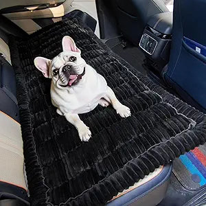 Backseat Pet Bed Mat Non-Slip Dog Car Seat Cover Scratch Chew Resistant Dog Blanket for SUVs, Trucks & Sedans 23" x 51" Easy Clean Comfortable Car Travel Pet Pad, Pure Black