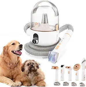 Dog Grooming Vacuum Kit, 11Kpa Suction Power Pet Hair Vacuum for Shedding Grooming with 2L Large Capacity Hair Storage, 5 Professional Pet Grooming Tools for Dogs Cats