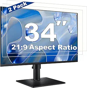 2 Pack 34 Inch Computer Screen Protector Film, Anti Glare & Blue Light Blocker with Transparent Filter Shield for Eye Protection, Compatible with 21:9 Widescreen Monitors from Dell, HP, LG, and More